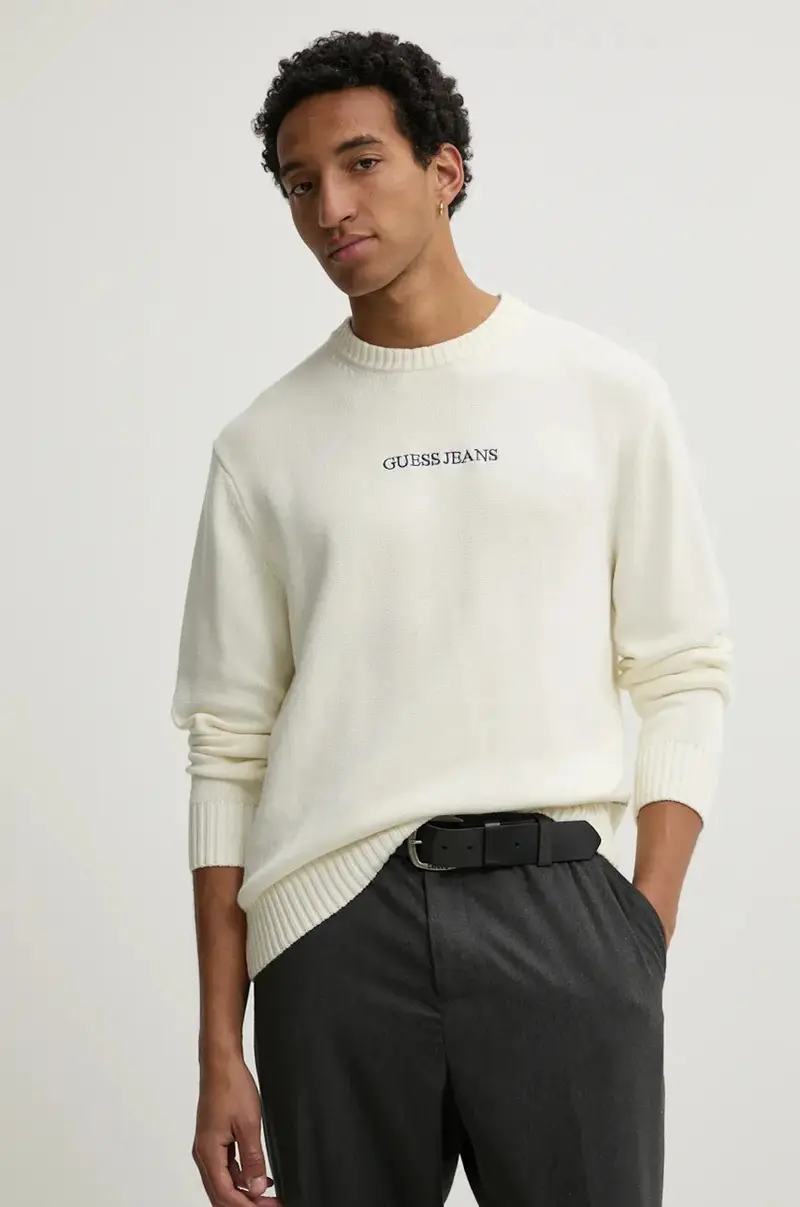 maglione in cotone colore beige M4BR31 Z3HM1 miniatura 4