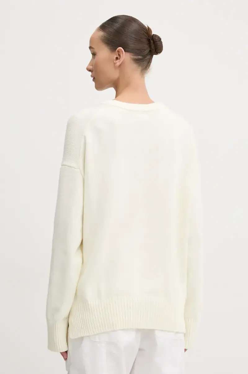 maglione in cotone colore beige W4BR12 Z3HM1 miniatura 3