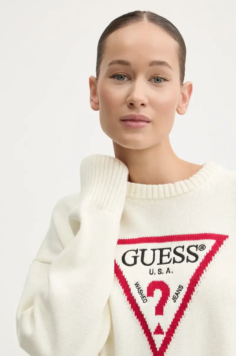 maglione in cotone colore beige W4BR12 Z3HM1 miniatura 4