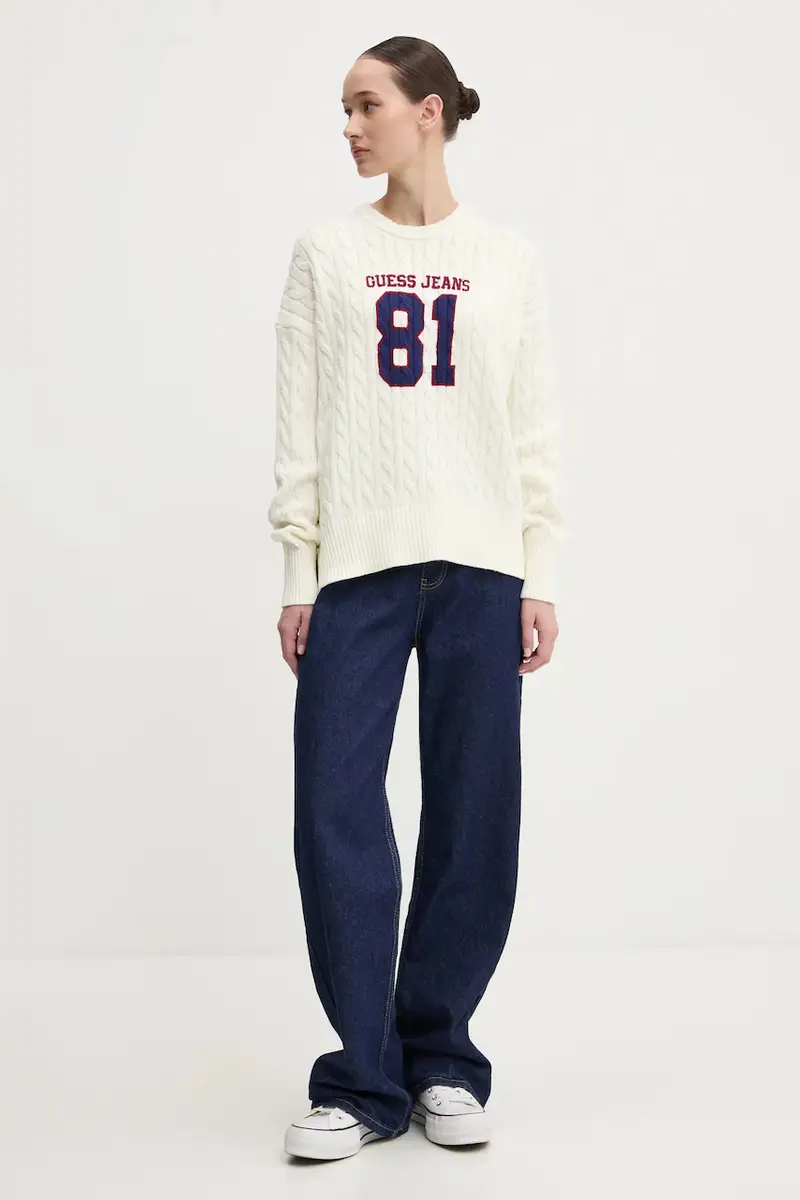 maglione in cotone colore beige W5RR48 Z3HM1 miniatura 2