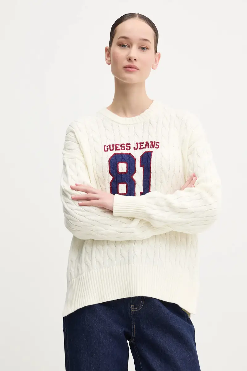 maglione in cotone colore beige W5RR48 Z3HM1