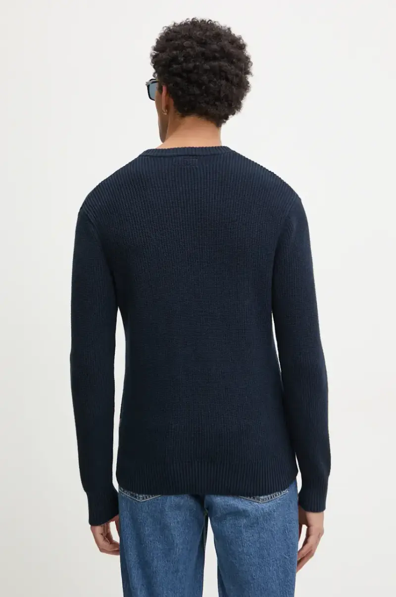 maglione in cotone colore blu navy M4BR30 Z3HM1 miniatura 3