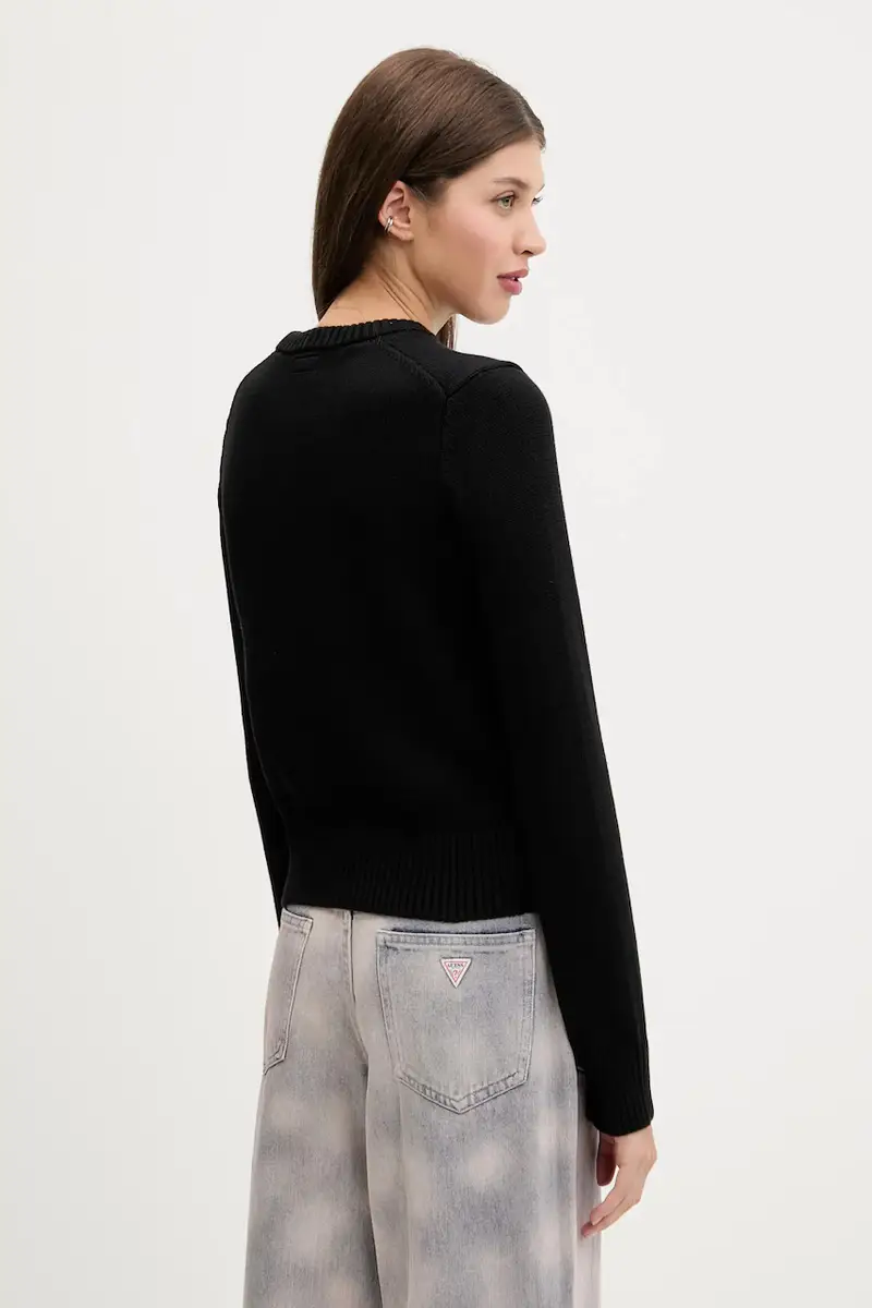 maglione in cotone colore blu navy W4BR10 Z3HM1 Nero miniatura 3