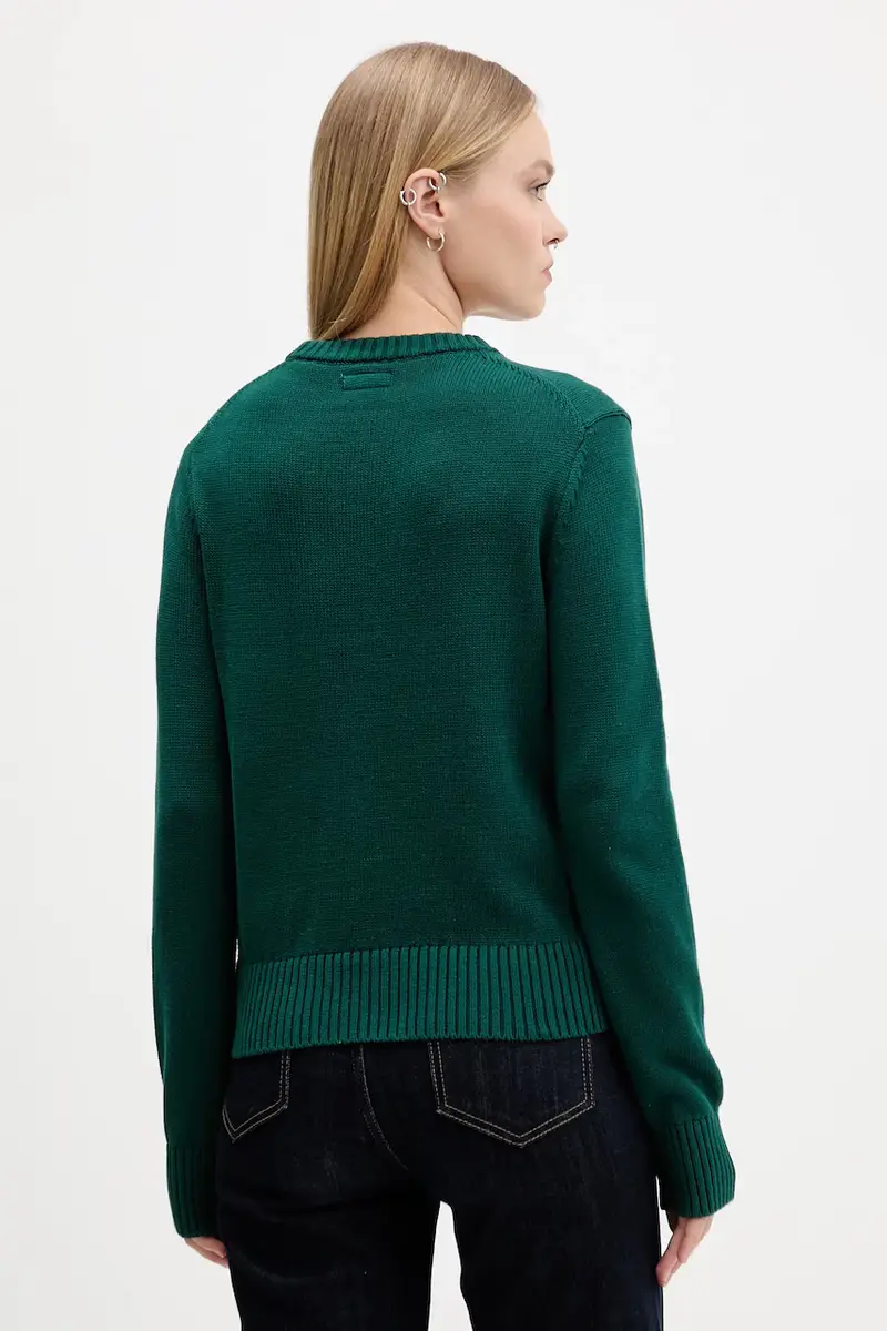 maglione in cotone colore blu navy W4BR10 Z3HM1 Verde miniatura 3