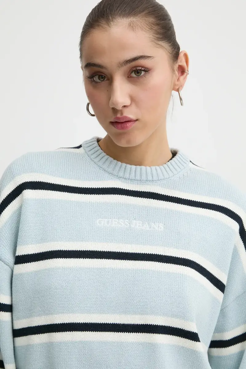 maglione in cotone colore blu W4BR09 Z3HM1 miniatura 4