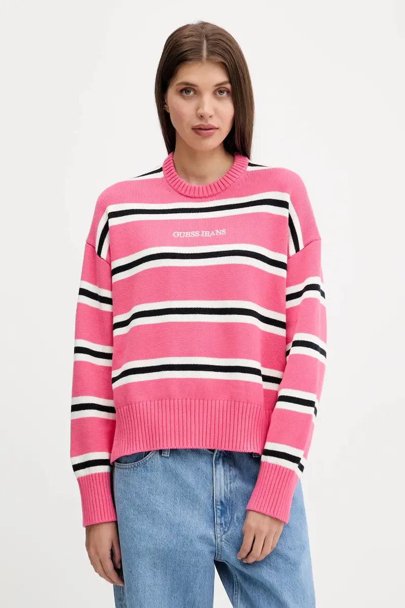 maglione in cotone colore blu W4BR09 Z3HM1 Rosa