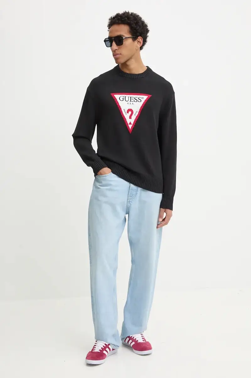 maglione in cotone colore nero M4BR32 Z3HM1 miniatura 2