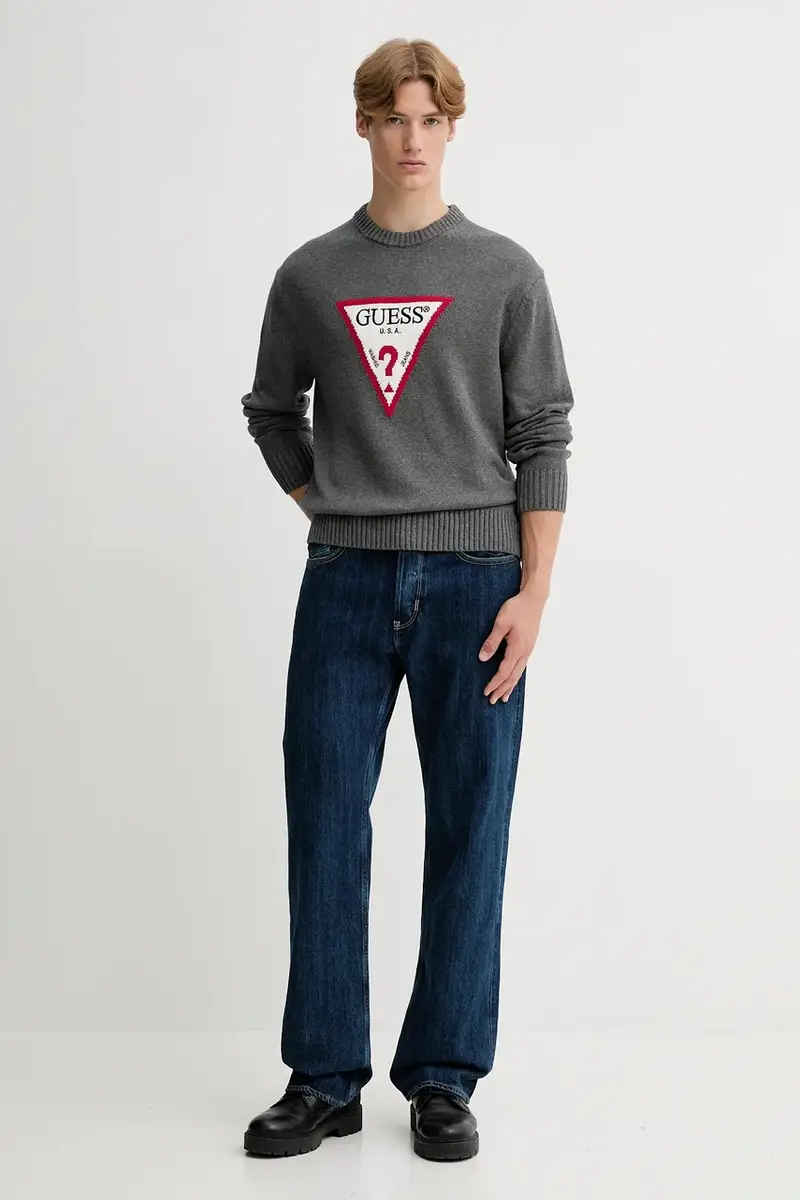 maglione in cotone colore nero M4BR32 Z3HM1 Grigio miniatura 2