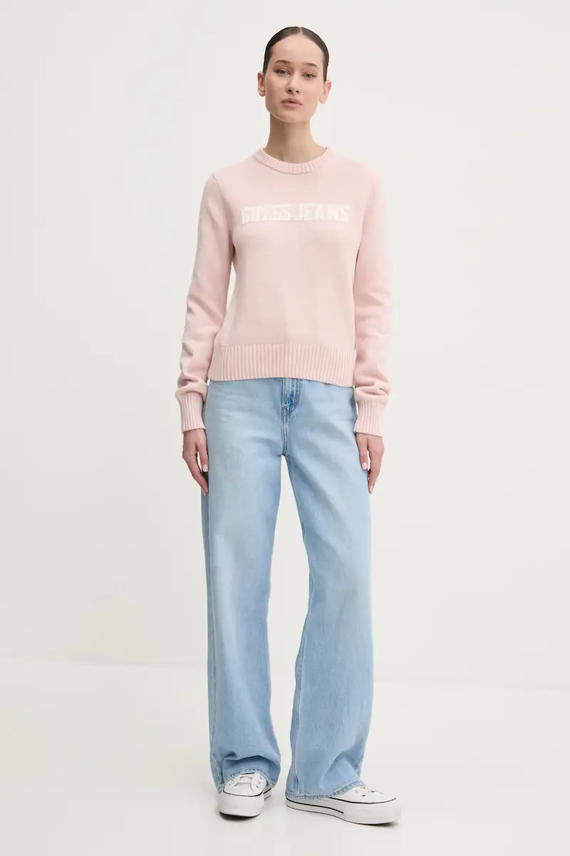 maglione in cotone colore rosa W4BR10 Z3HM1 miniatura 2