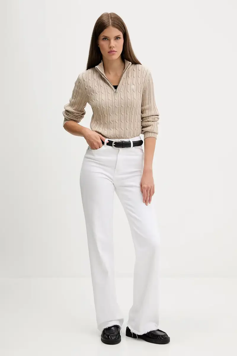 maglione in cotone donna colore beige W5BR13 Z3HM1 miniatura 2