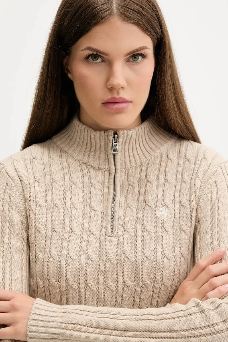 maglione in cotone donna colore beige W5BR13 Z3HM1 miniatura 4