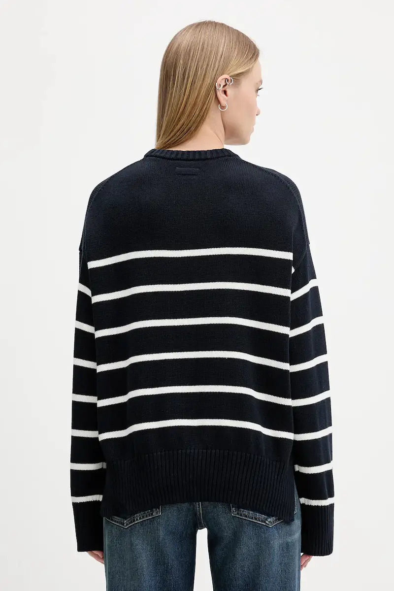 maglione in cotone donna colore blu navy W5BR03 Z3HM1 miniatura 3