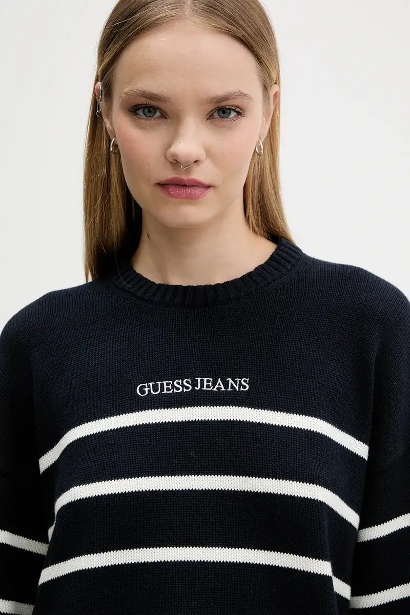 maglione in cotone donna colore blu navy W5BR03 Z3HM1 miniatura 4