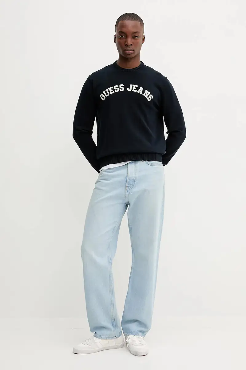 maglione in cotone uomo colore blu navy M5YR18 Z3HM1 miniatura 2