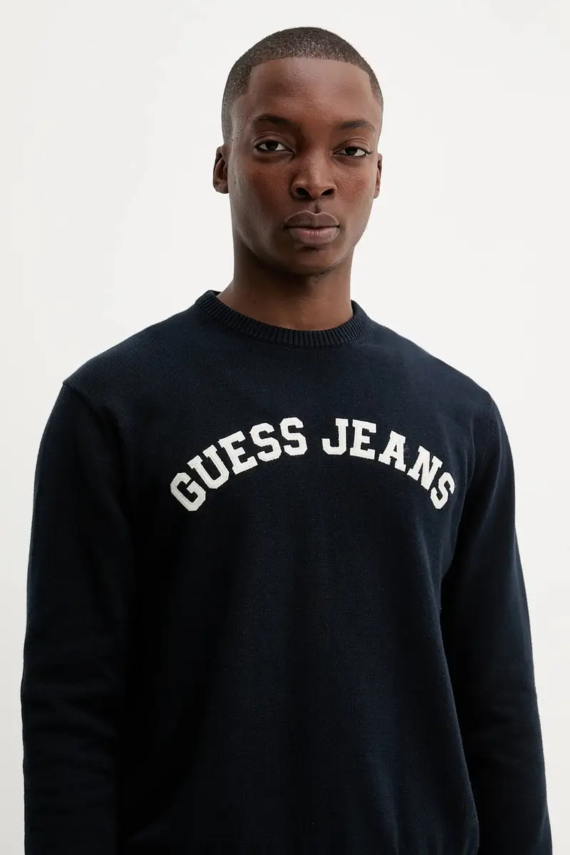 maglione in cotone uomo colore blu navy M5YR18 Z3HM1 miniatura 4