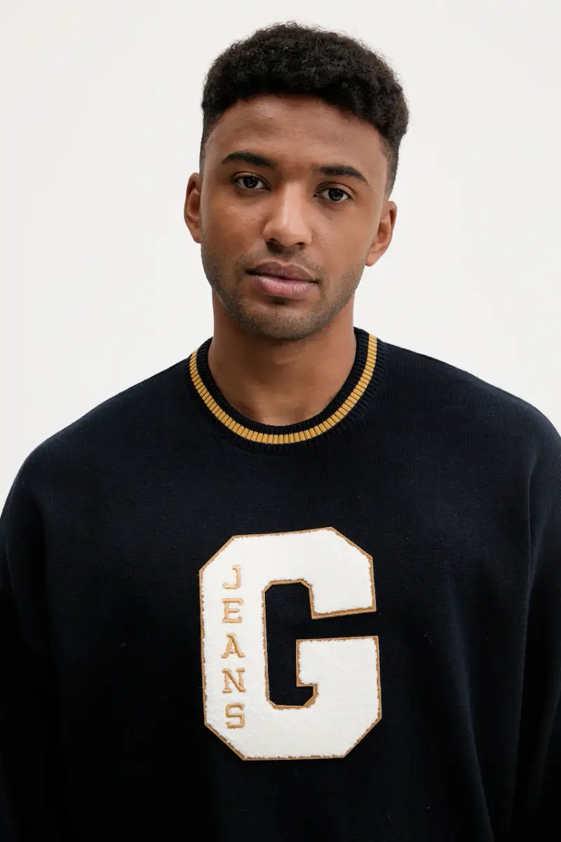 maglione in cotone uomo colore blu navy M5YR21 Z3HM1 miniatura 4