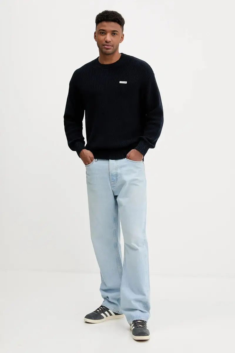 maglione in cotone uomo colore blu navy M5YR25 Z3HM1 miniatura 2