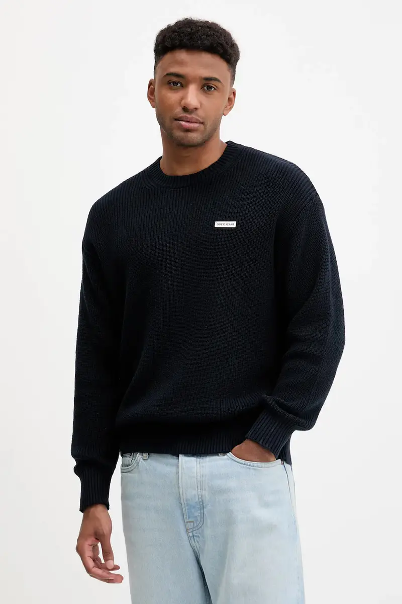 maglione in cotone uomo colore blu navy M5YR25 Z3HM1