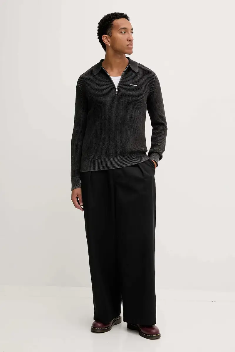 maglione in cotone uomo colore grigio M5BR05 Z3HM1 miniatura 2