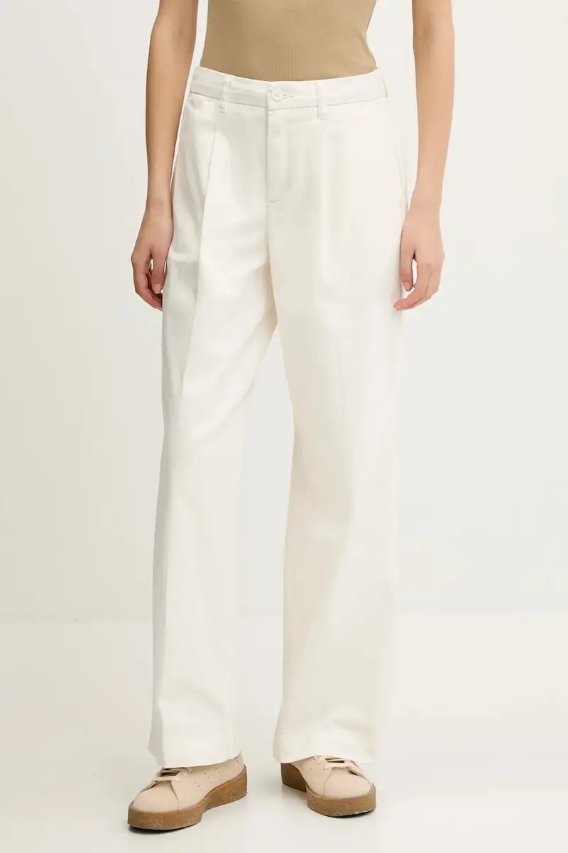 pantaloni in cotone colore beige W4BB44 WGCV2