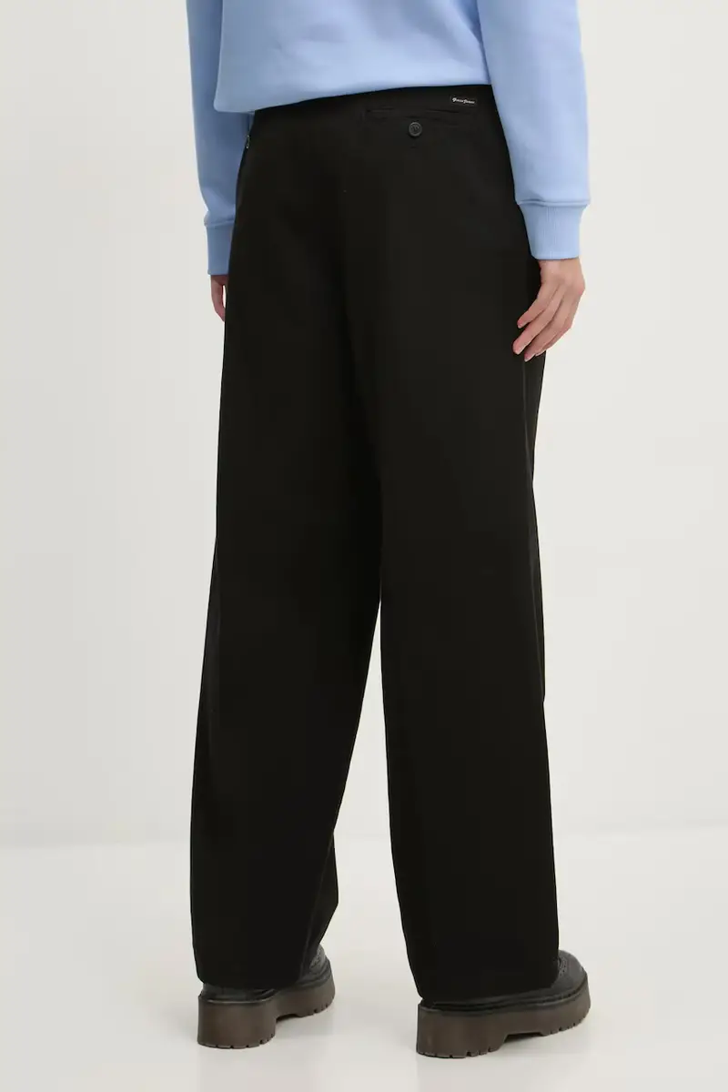 pantaloni in cotone colore nero W4BB44 WGCV2 miniatura 3