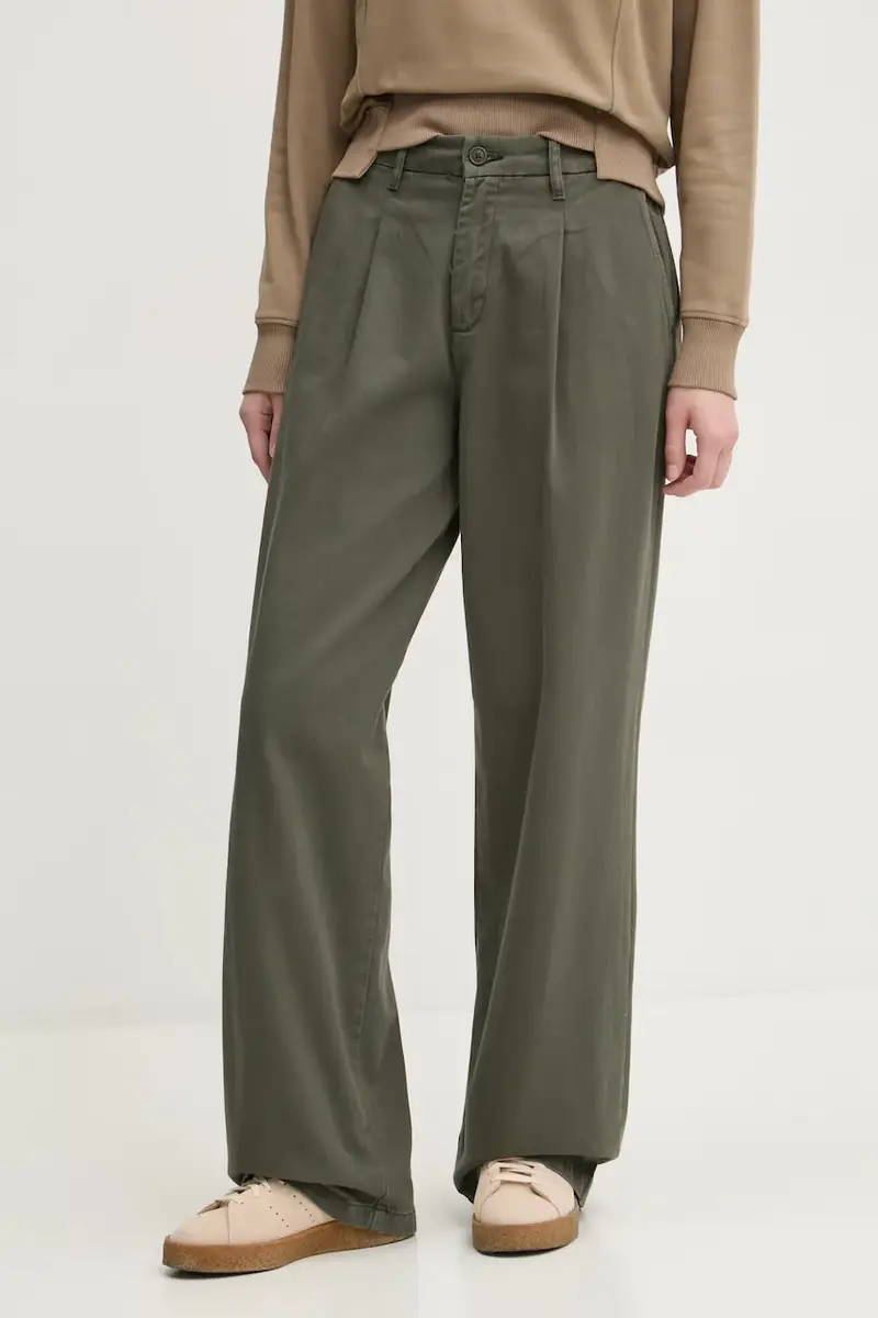 pantaloni in cotone colore verde W4BB44 WGCV2