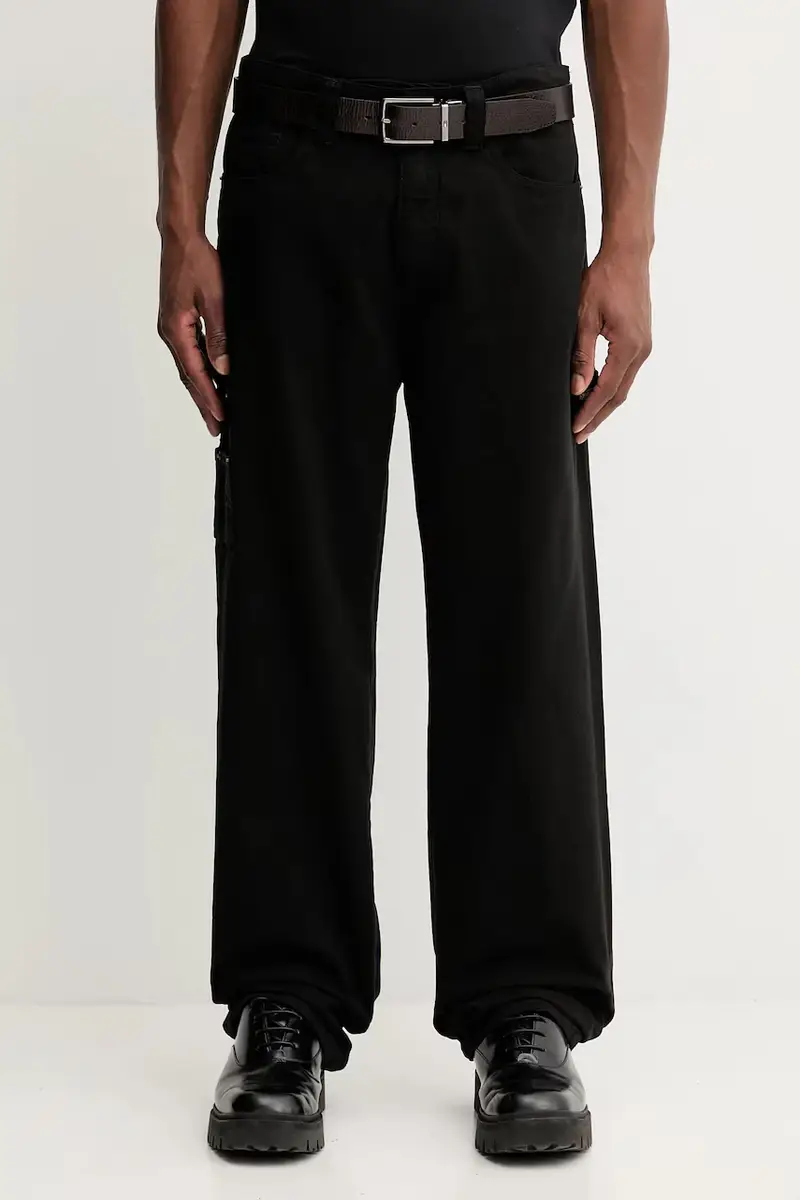 pantaloni in cotone uomo colore nero M5YB67 WHFR1