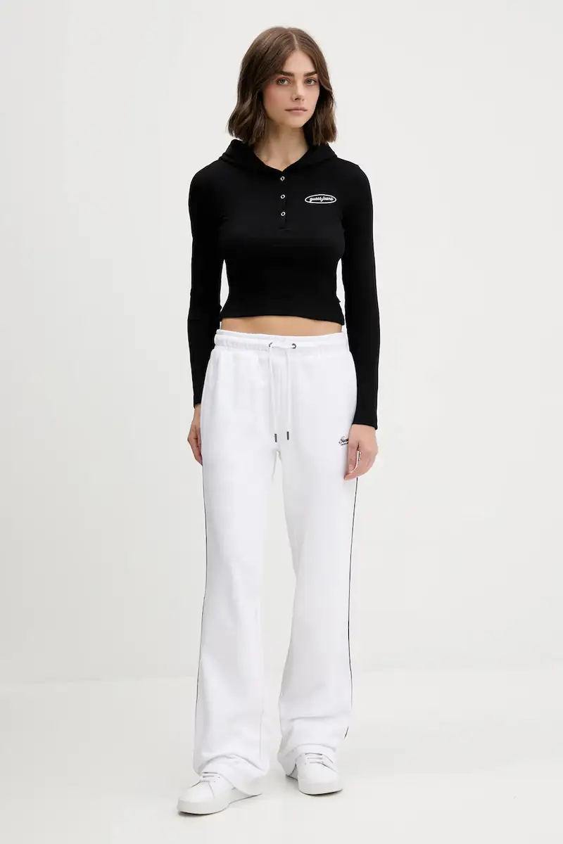 pantaloni tuta di cotone donna colore bianco con applicazione W5YB32 K68I4 miniatura 2