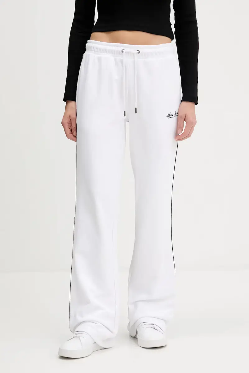 pantaloni tuta di cotone donna colore bianco con applicazione W5YB32 K68I4