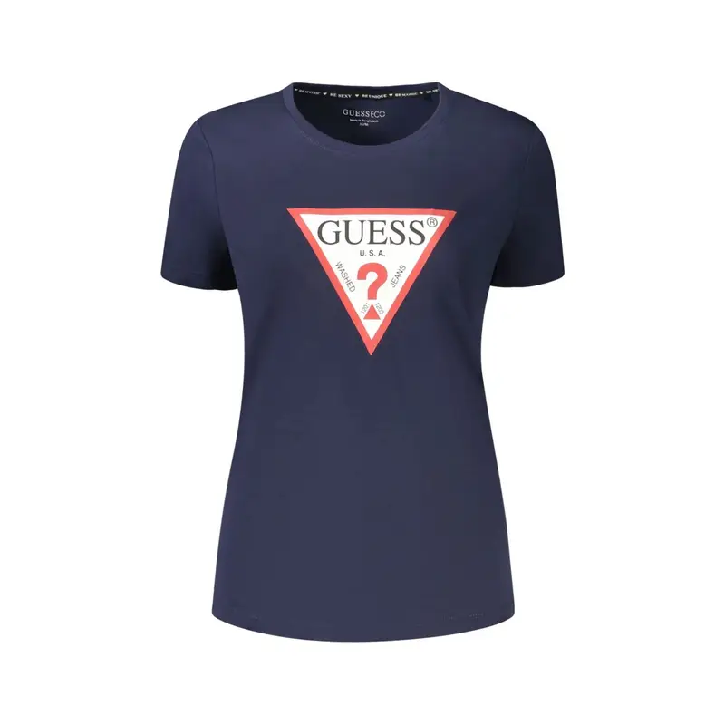 T-Shirt Maniche Corte Donna Blu Stampa Logo