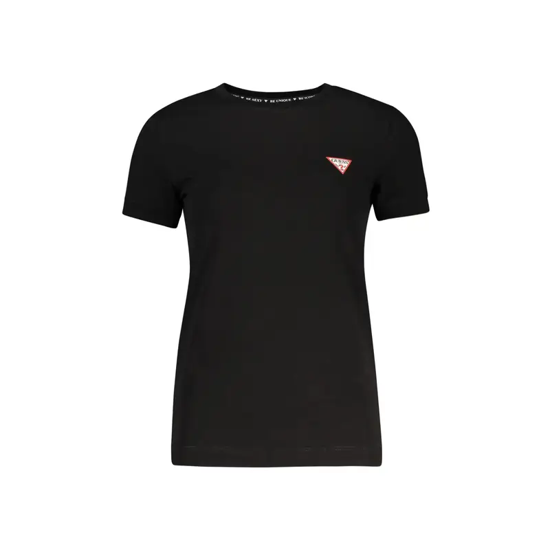 T-Shirt Maniche Corte Donna Nera Logo Nero