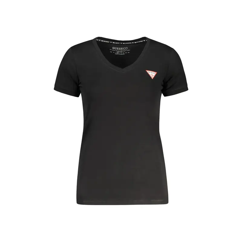 T-Shirt Maniche Corte Donna Nera Logo Nero