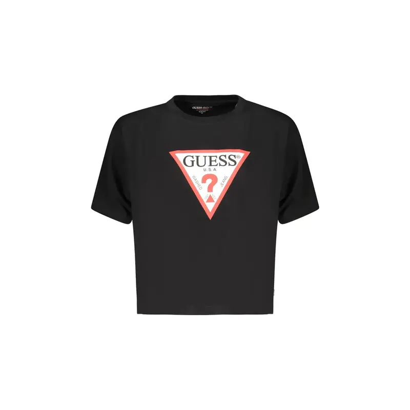 T-Shirt Maniche Corte Donna Nera Stampa Logo Nero