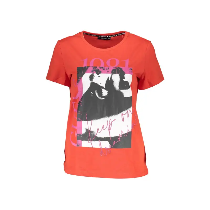 T-Shirt Maniche Corte Donna Rossa Stampa Rosso