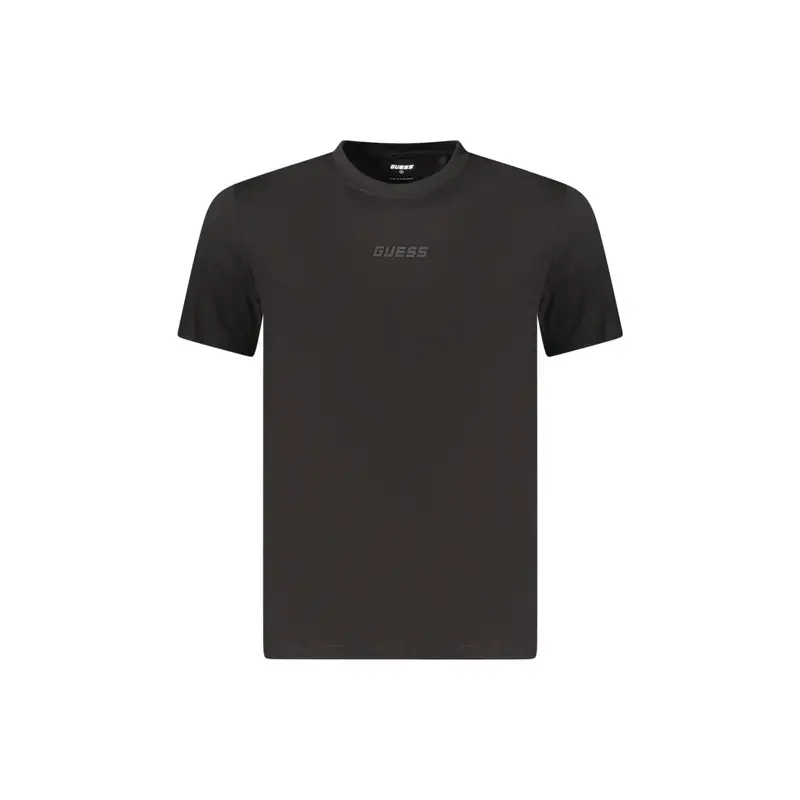 T-Shirt Maniche Corte Uomo Nera Stampa in Rilievo Logo Nero
