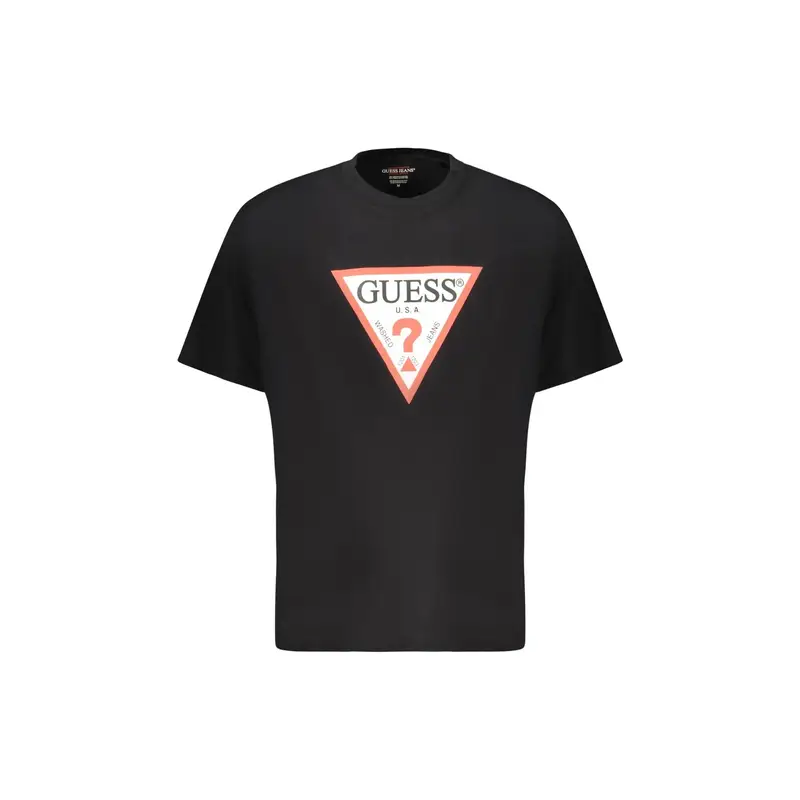 T-Shirt Maniche Corte Uomo Nera Stampa Logo Nero