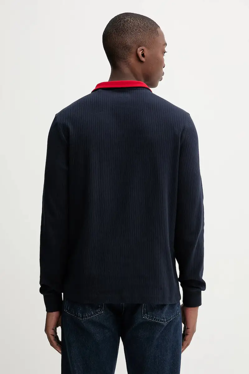 top a maniche lunghe in cotone colore blu navy M5YQ23 KCTR1 miniatura 3