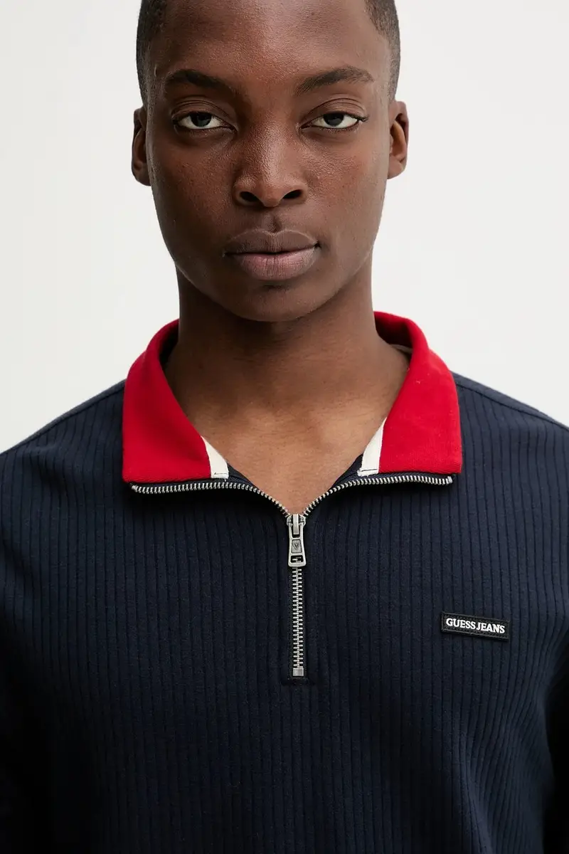 top a maniche lunghe in cotone colore blu navy M5YQ23 KCTR1 miniatura 4