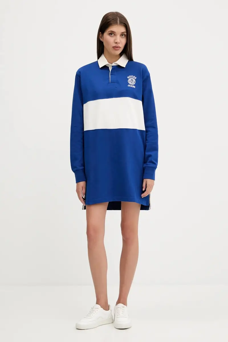 vestito in cotone colore blu W5YK47 KCPS1 miniatura 2