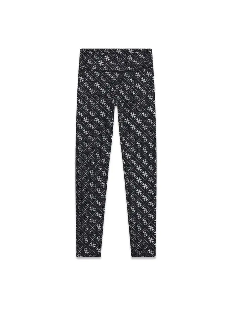 leggings nero bambina logo all over