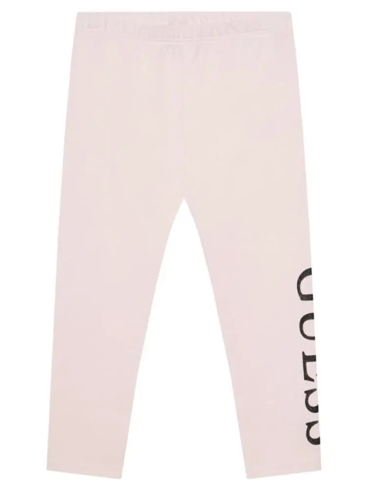 leggins infant/kids rosa con logo lettering argento laterale