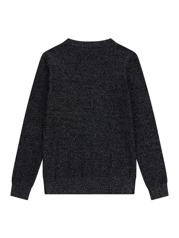 magli nera bambina con glitter in misto viscosa maxi logo con glitter sul davanti miniatura 2