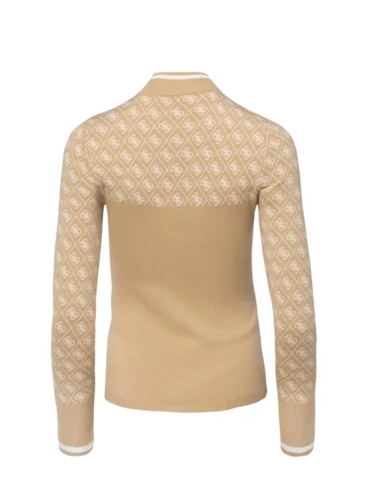 maglia beige donna logo all over miniatura 2