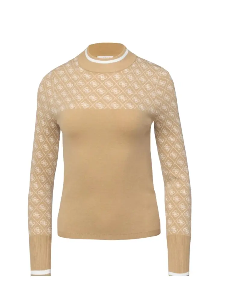 maglia beige donna logo all over