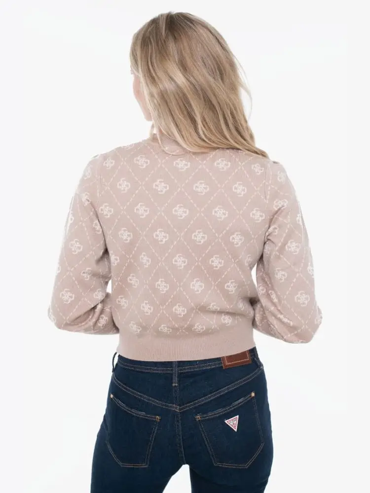 maglia beige donna logo all over miniatura 2