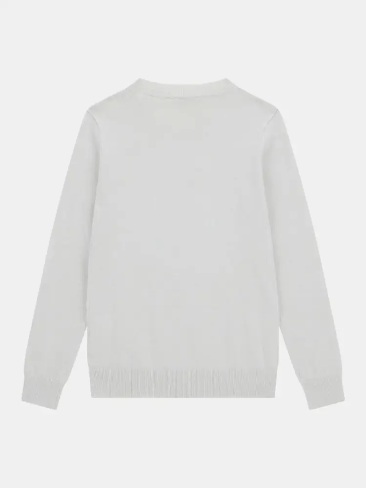 maglia bianca bambina in misto viscosa maxi logo sul davanti con strass miniatura 2