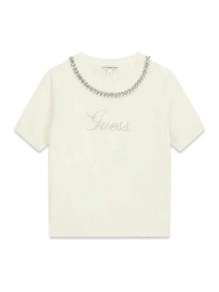 maglia bianca bambina mini logo