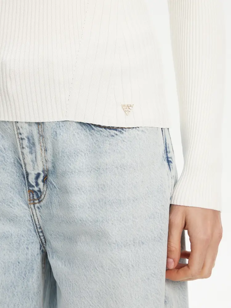 maglia bianca donna logo sul fondo miniatura 3