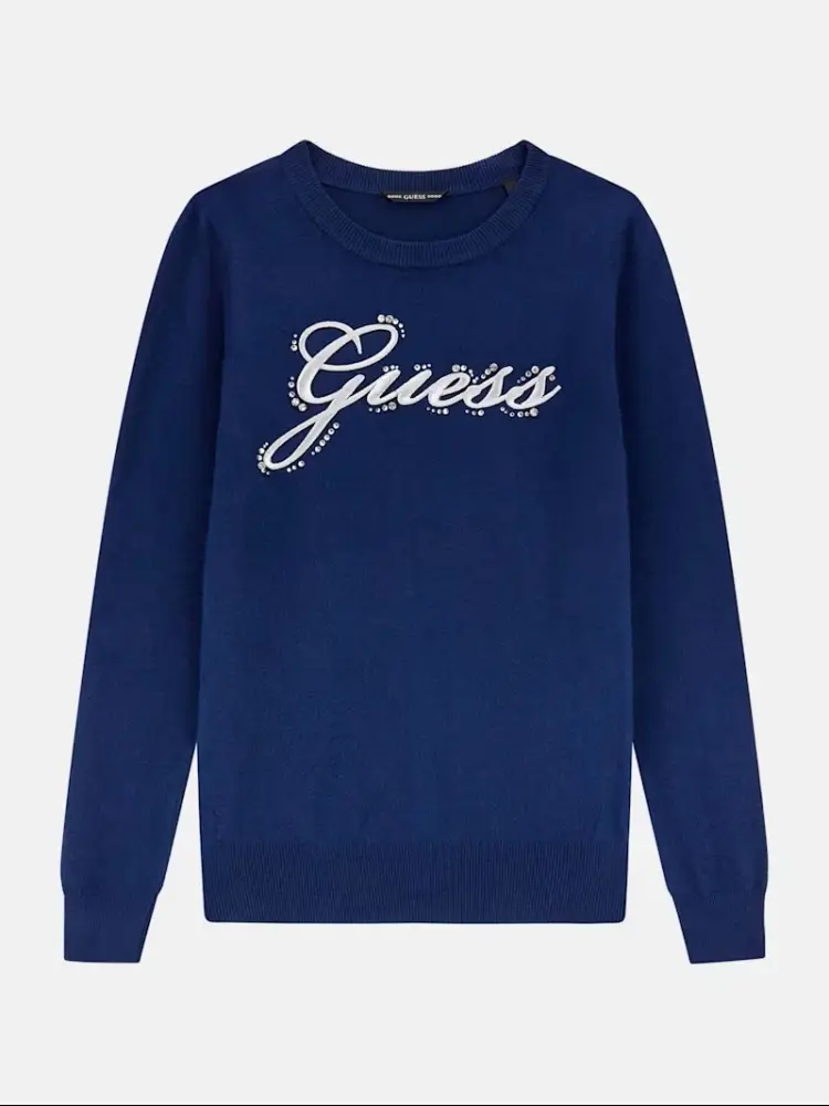 maglia blu bambina logo sul davanti