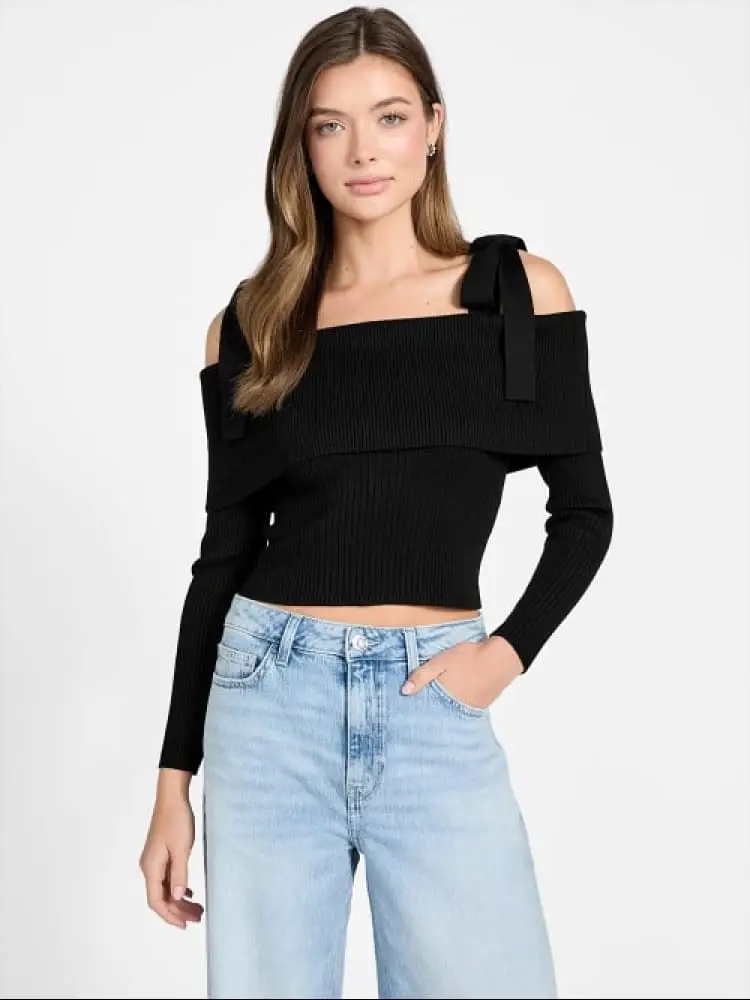 maglia con fiocchi sulle spalle nero